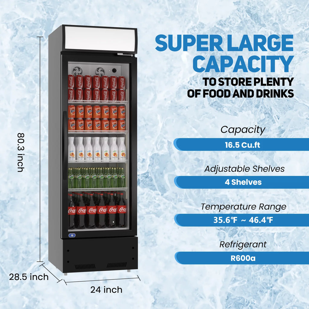 24" Commercial Glass Door Beverage Refrigerator with Adjustable Shelves L49678