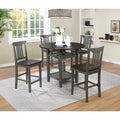 5pc Table Chairs Set Slate Gray Wood Stain Finish Z4636