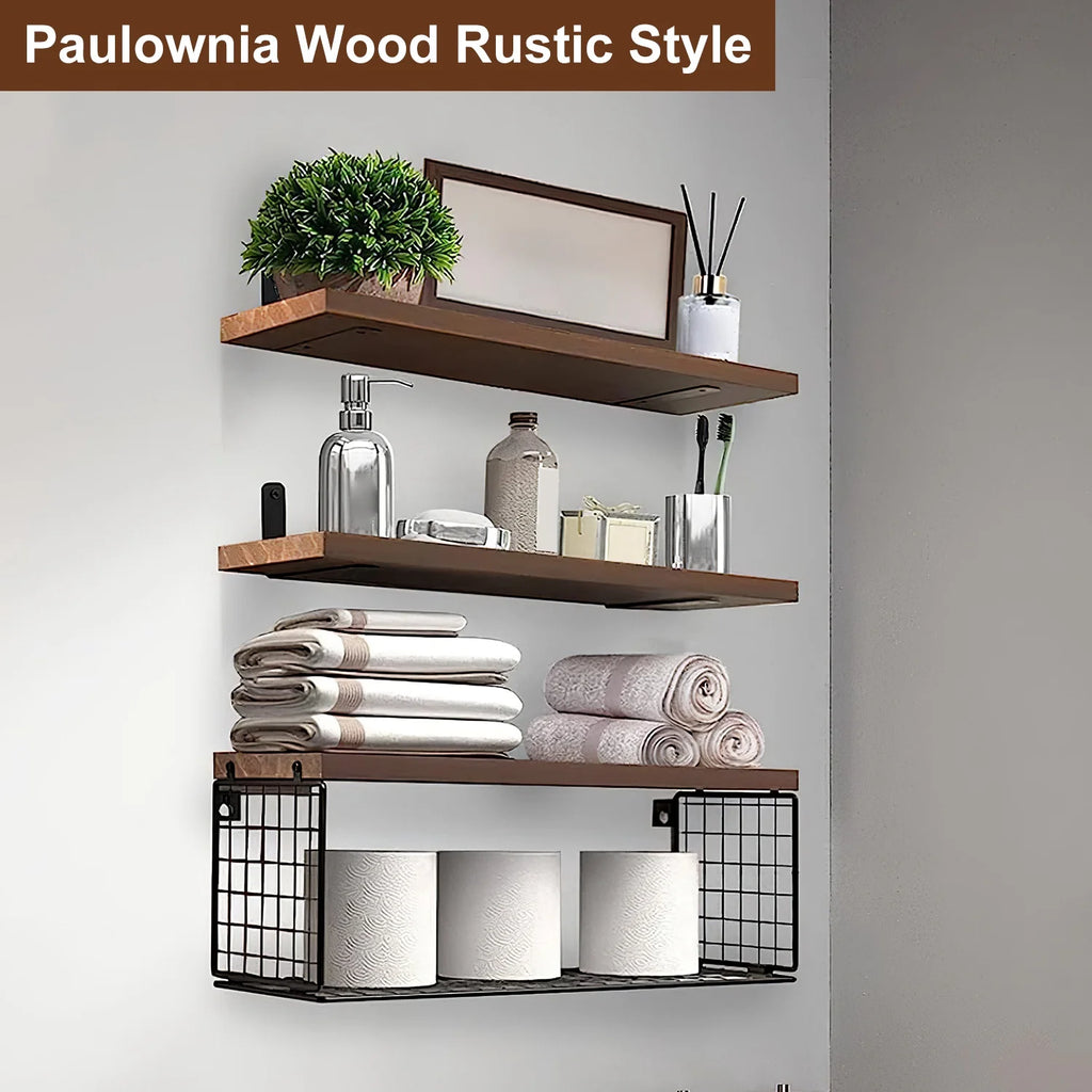 Wall Mount Storage Shelves with Basket S12435