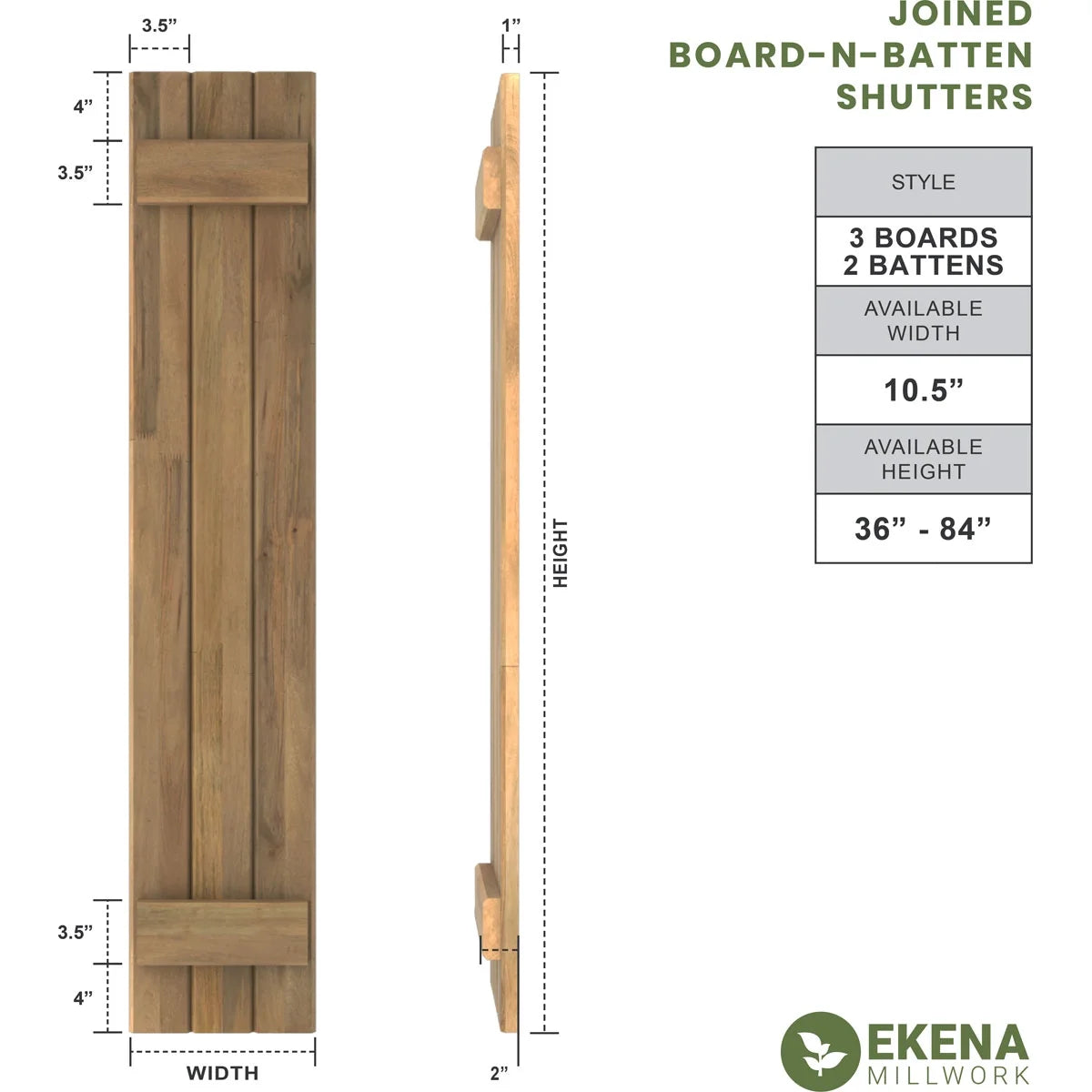 Real Wood Joined Board-n-Batten Shutters J11488