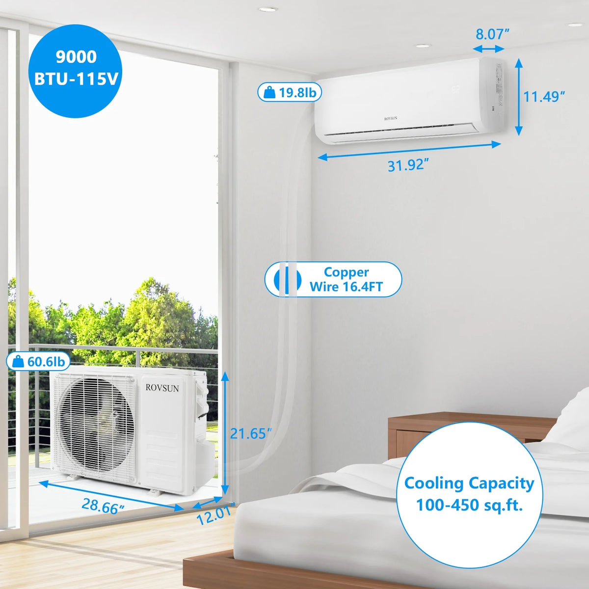 9,000 BTU Mini Split AC/Heating System with Inverter G45112