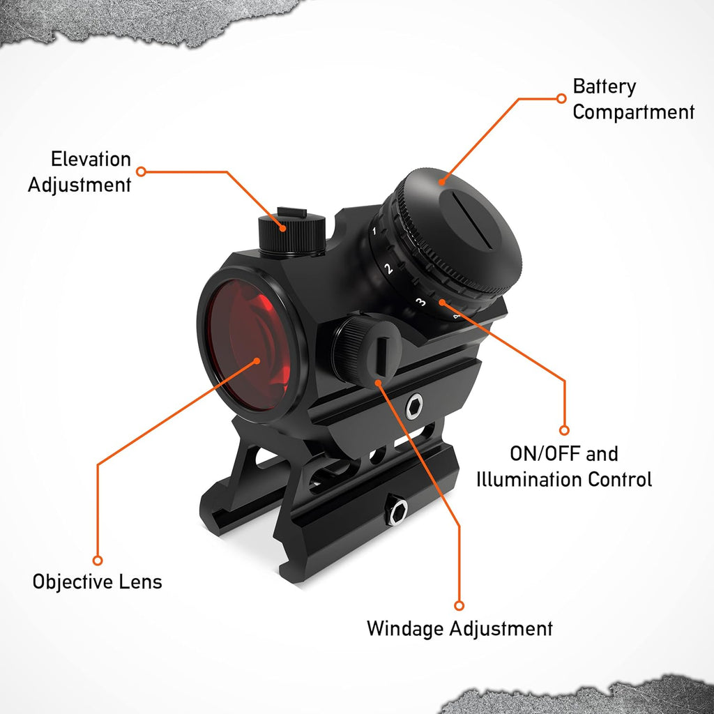 Red Dot Sight with 45 Degree Offset Mount and 1 Inch Riser Mount A33027