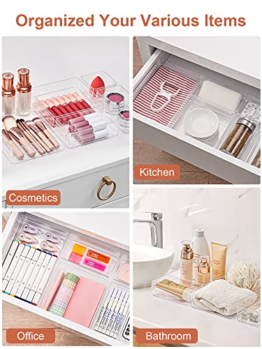 13-Piece Clear Drawer Organizer with Non-Slip Silicone Pads B40384