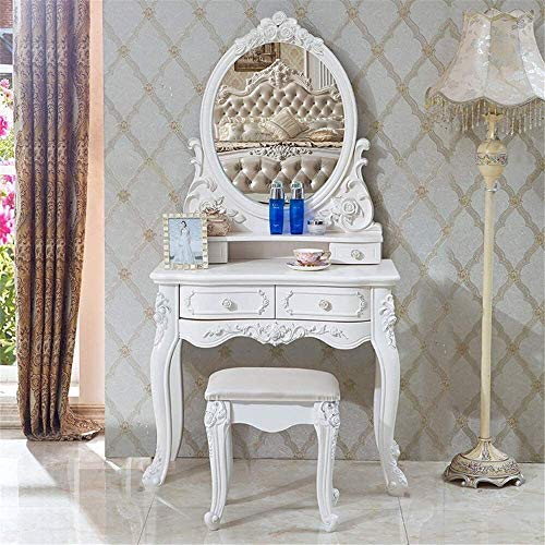 Solid Carved Dressing Vanity Table with Stool O81854