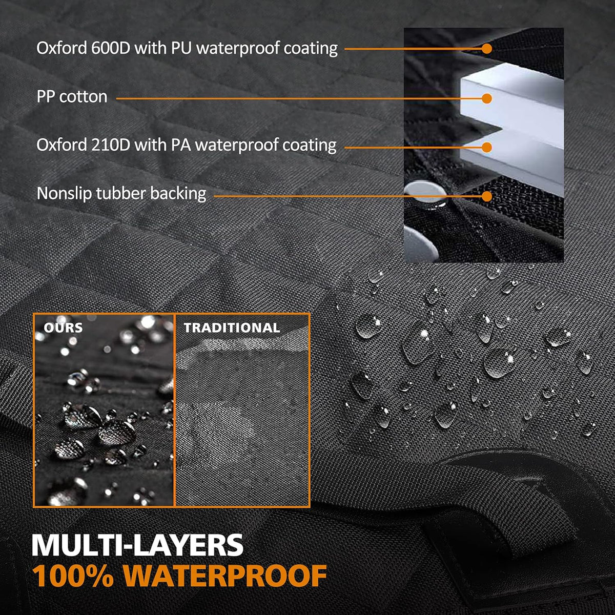 Waterproof Nonslip Dog Seat Cover with 2 Seat Belts and a Pocket W655