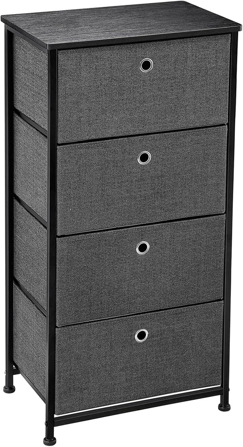 4 Tier Black Dresser Storage Cabinet with 4 Fabric Drawers G729