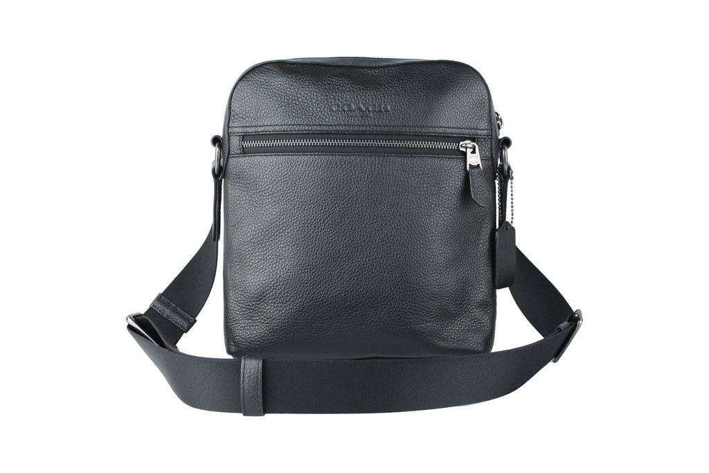 Black Refined Pebbled Leather Medium Crossbody Bag C41076
