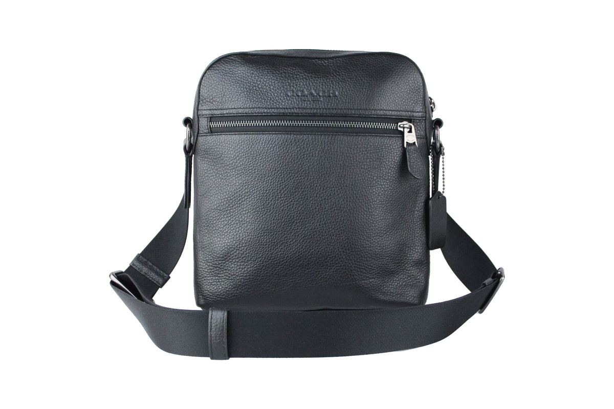 Black Refined Pebbled Leather Medium Crossbody Bag C41076