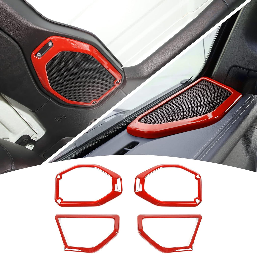 4PCS Car Roof Speaker & A Pillar Speaker Cover Trim Interior Accessories (Pink) U742965