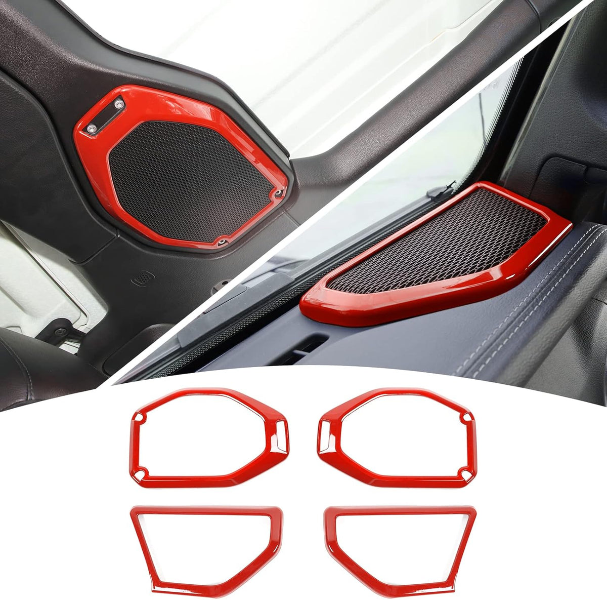 4PCS Car Roof Speaker & A Pillar Speaker Cover Trim Interior Accessories (Pink) U742965