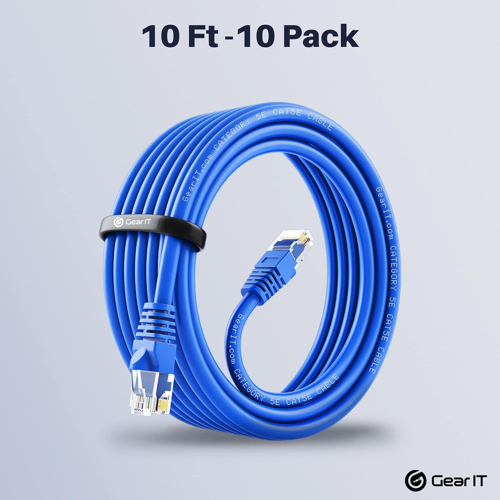 Blue 50-Pack Cat5e Ethernet Patch Cable 3 Feet RJ45 LAN Network Cord T35875