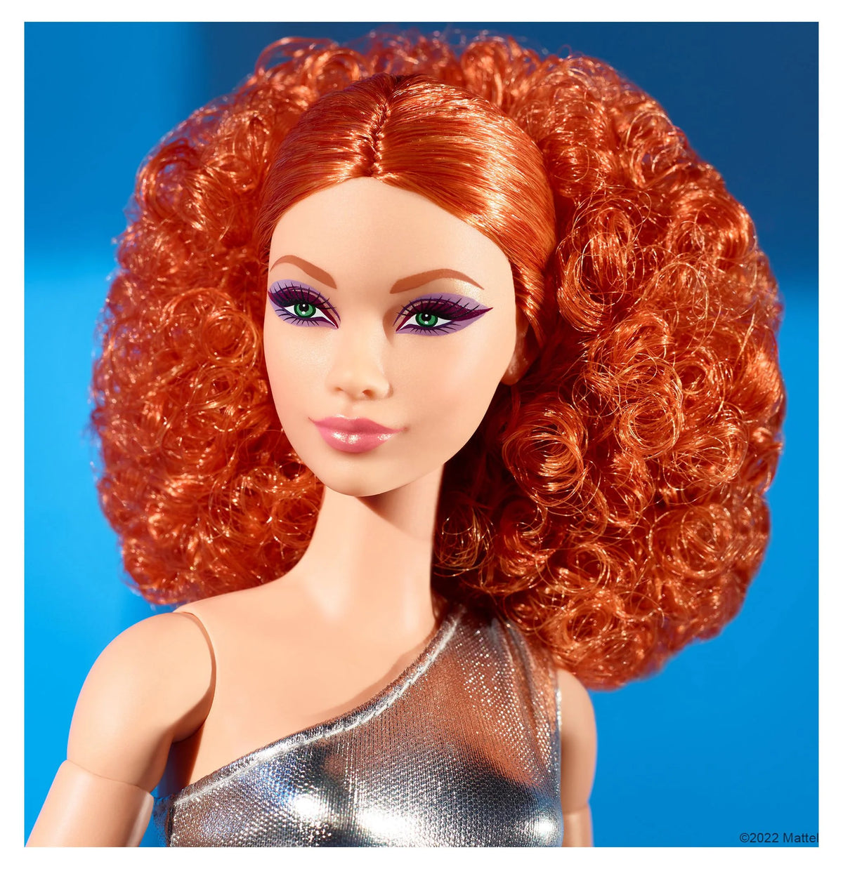 Posable Fashion Doll with Curly Red Hair & Metallic Jumpsuit F629251