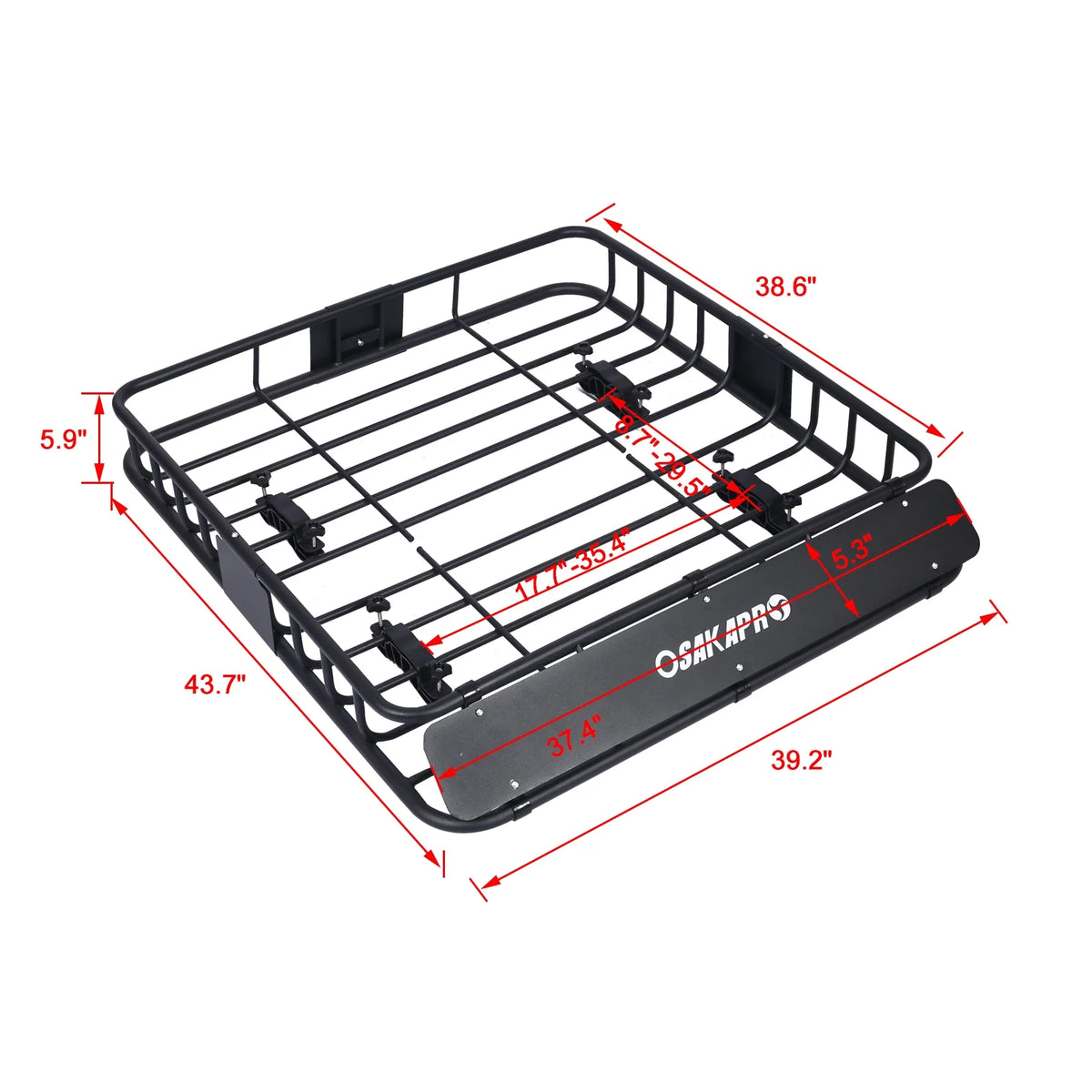 Rooftop Cargo Carrier Basket, 43" Black Steel Roof Rack Q884747