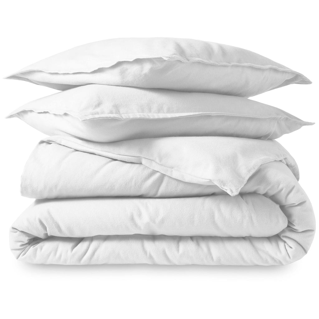100% Cotton Flannel Duvet Cover & Sham Set White King U6468