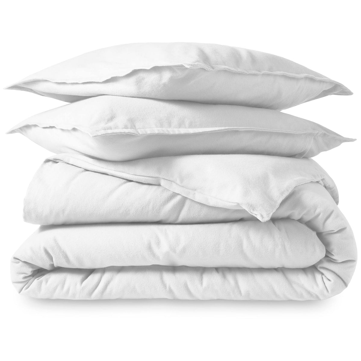 100% Cotton Flannel Duvet Cover & Sham Set White King U6468