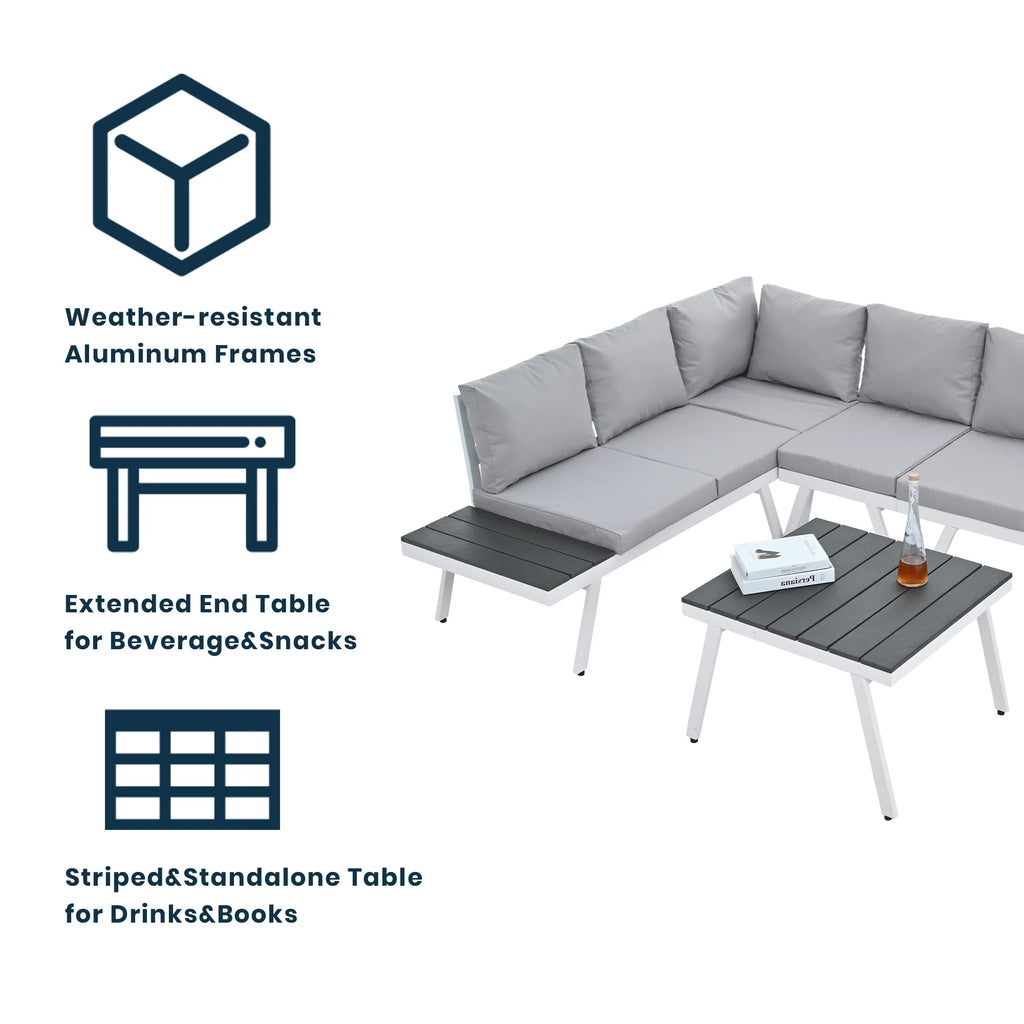 5 Piece Outdoor Patio Furniture Set Grey I21487