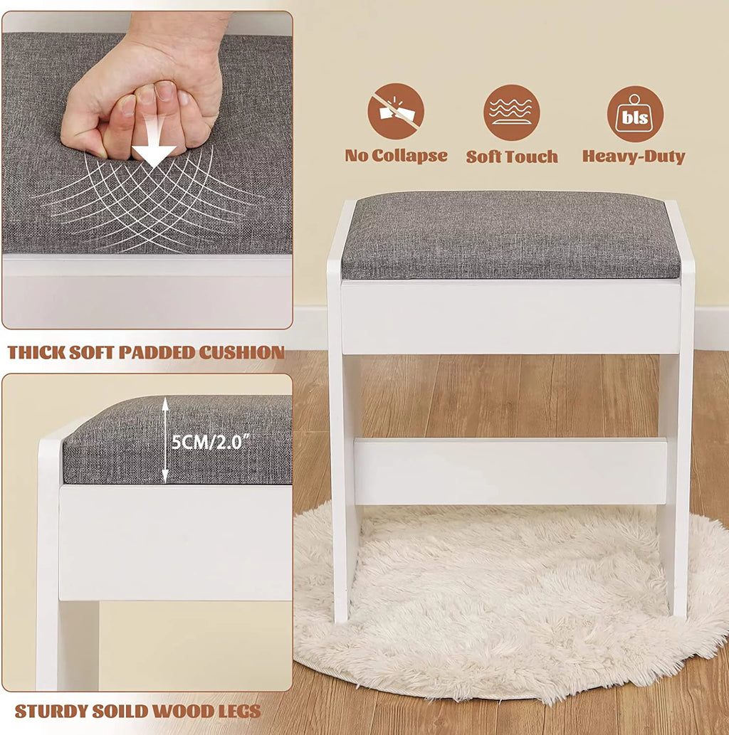 White Vanity Set with Mirror and Stool Z784261
