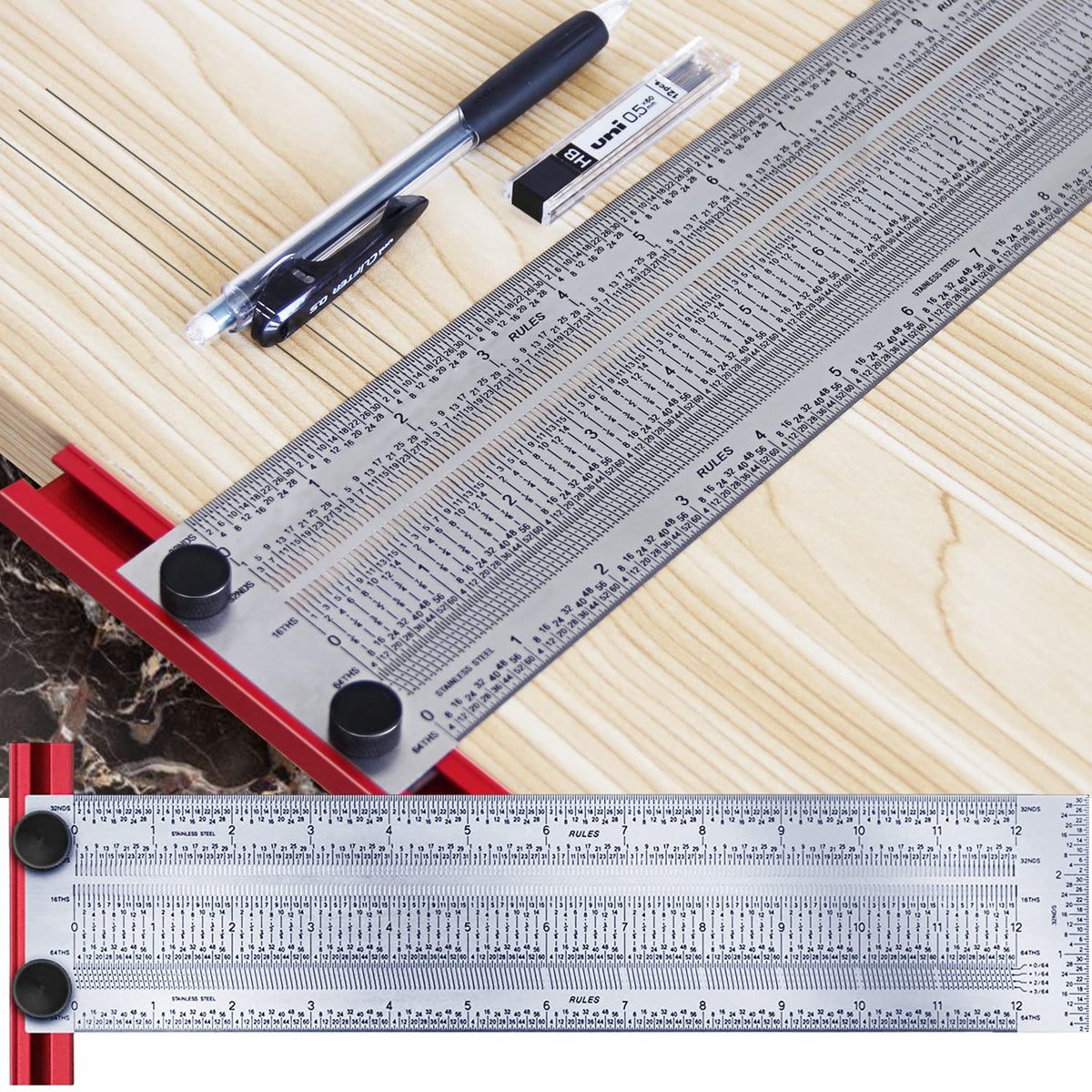 12'' Stainless Steel T-Ruler Pack of 2 G9614