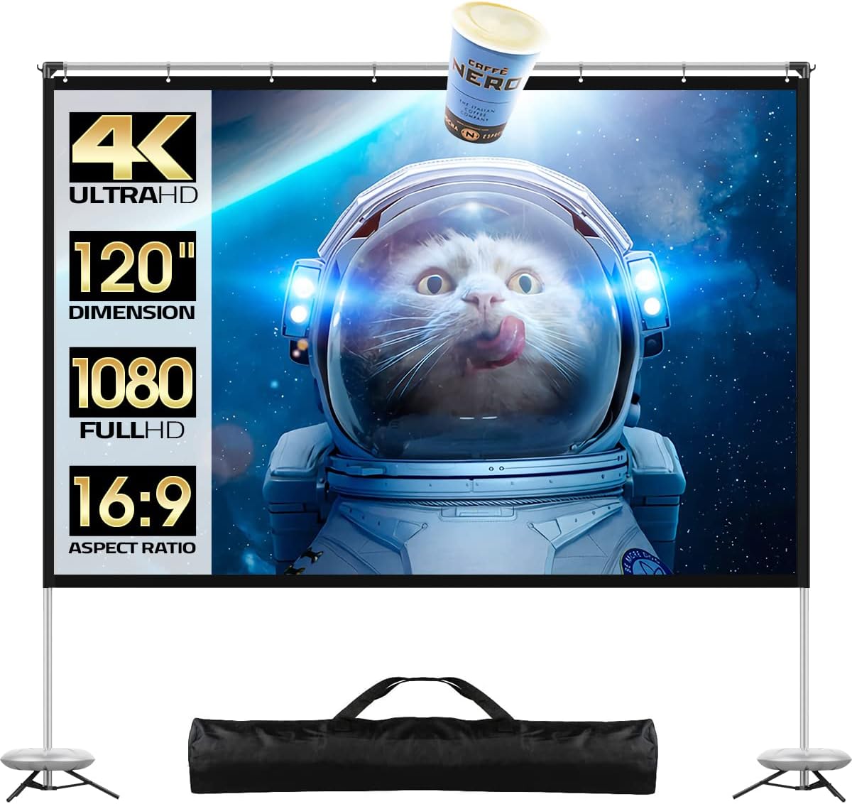 120 inch Portable Projector Screen with Stand and Carry Bag L92590