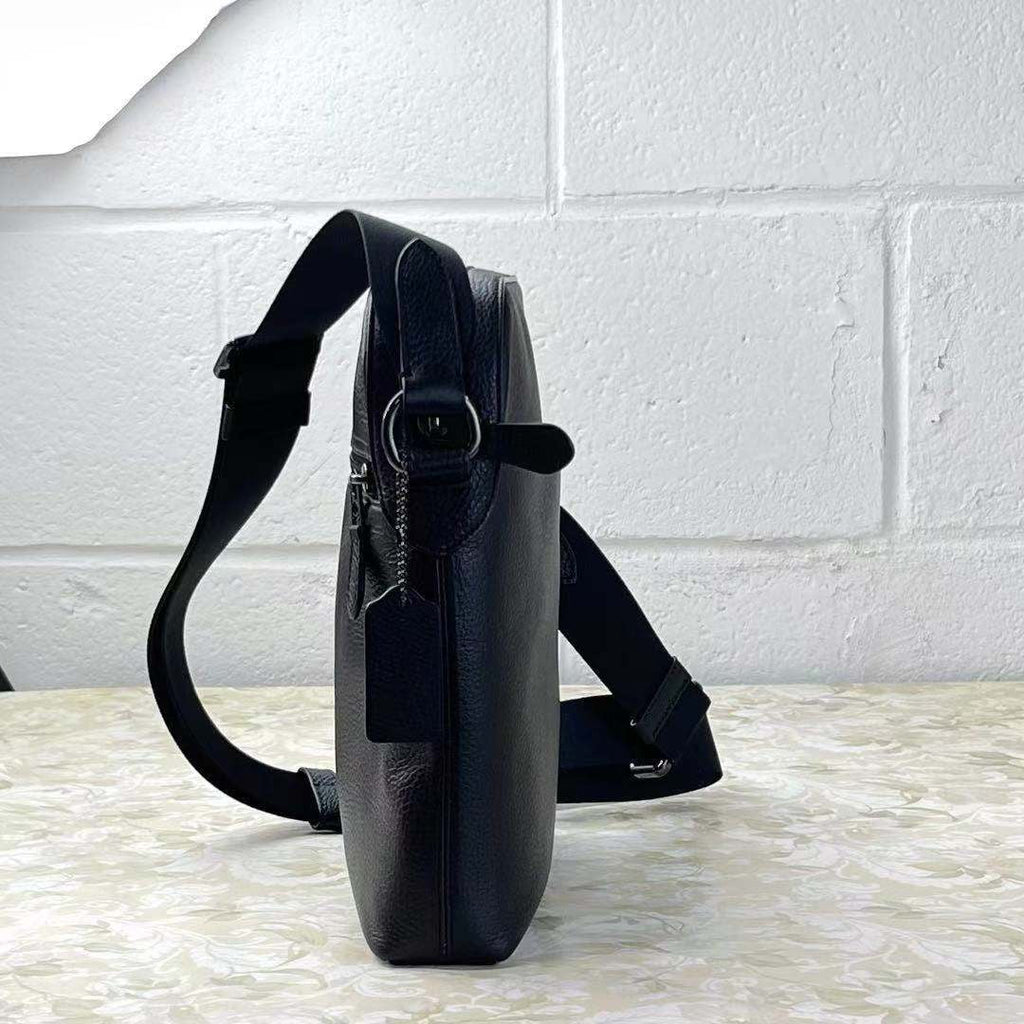 Black Refined Pebbled Leather Medium Crossbody Bag C41076