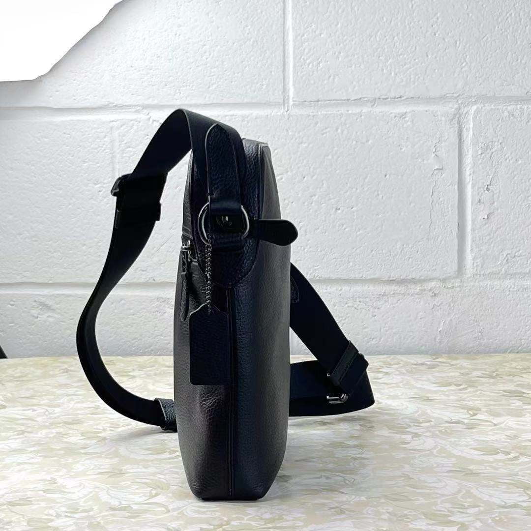 Black Refined Pebbled Leather Medium Crossbody Bag C41076
