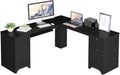 L Shaped Office Desk with Storage Drawers Z818269