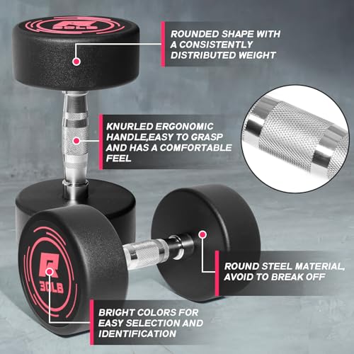 PVC Coated Pink Round Dumbbells Set with Non-Slip Handle Z954481
