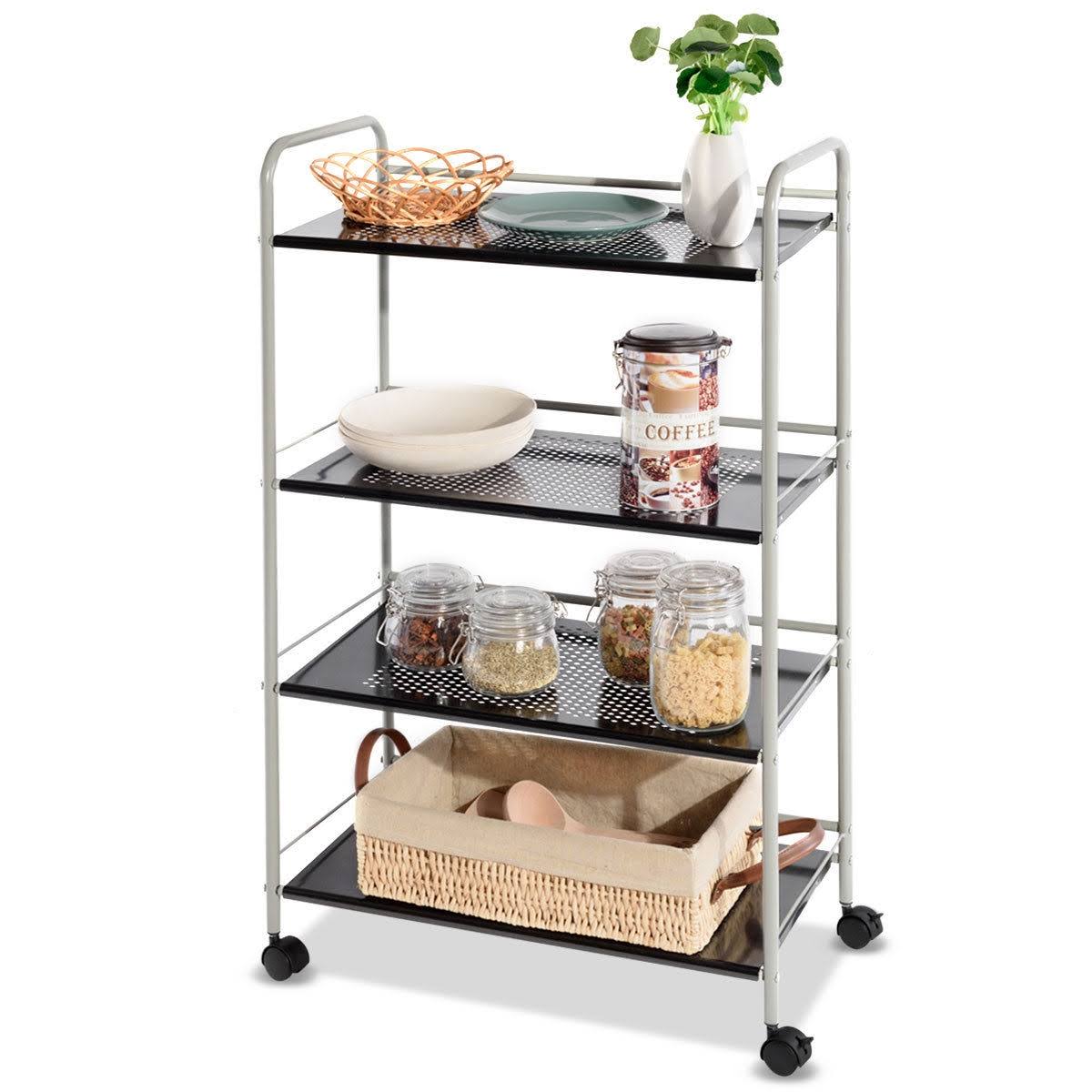 4 Tiers Rolling Storage Cart Utility Trolley Q6379