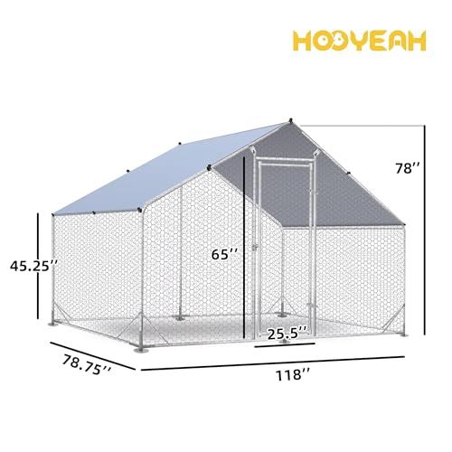 Large Walk-in Metal Chicken Coop with Waterproof Cover B45992