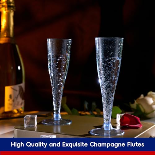 100 Pack 4.5 oz Clear Plastic Champagne Flutes H428