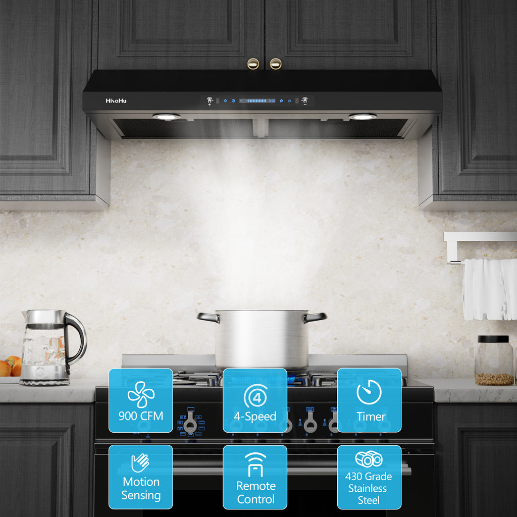 Black Teflon Stainless Steel Under Cabinet Range Hood Y6922