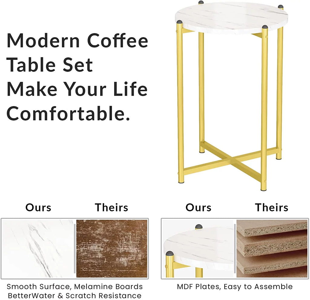 Mid-Century Faux Marble Coffee Table Set of 3 T16644
