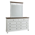 Oak Brown Vanilla White Wood Dresser and Mirror U324364