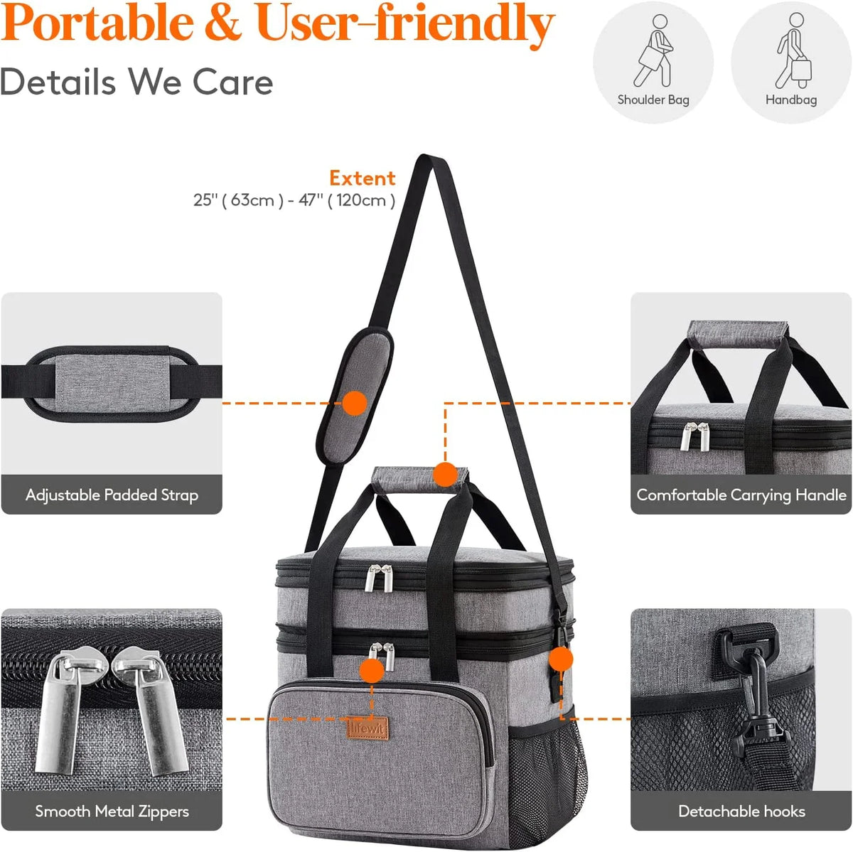 Grey Insulated Lunch Bag 21L X61304
