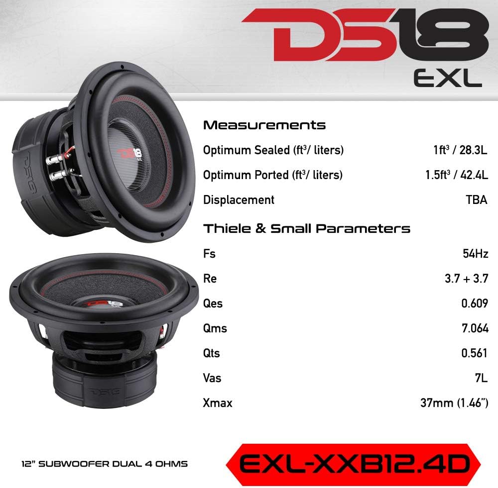 12" High Excursion Car Subwoofer 4000 Watts Dual Voice Coil 4+4 Ohms F86511
