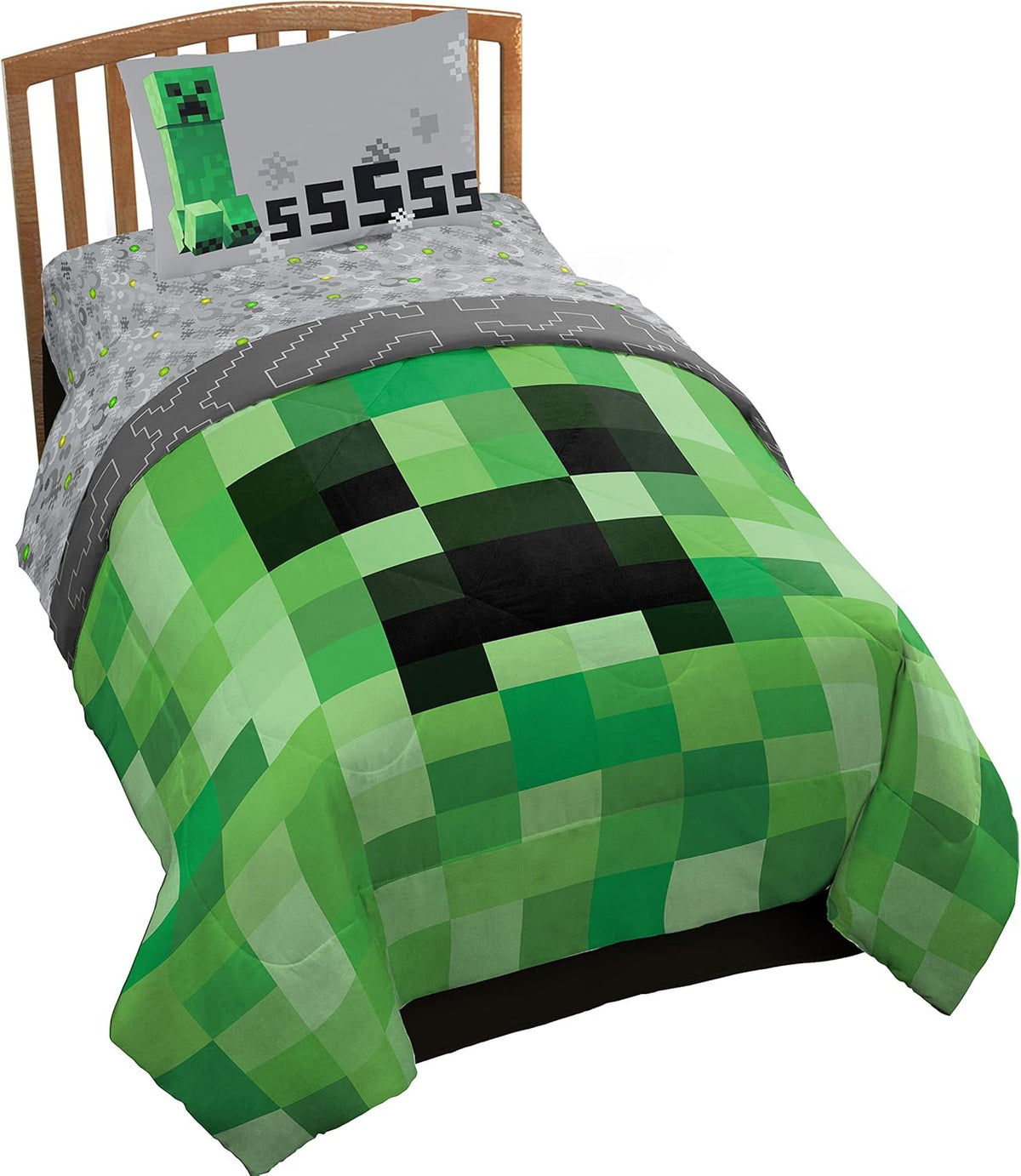Minecraft Creeper 4 Piece Twin Bed Set D527417