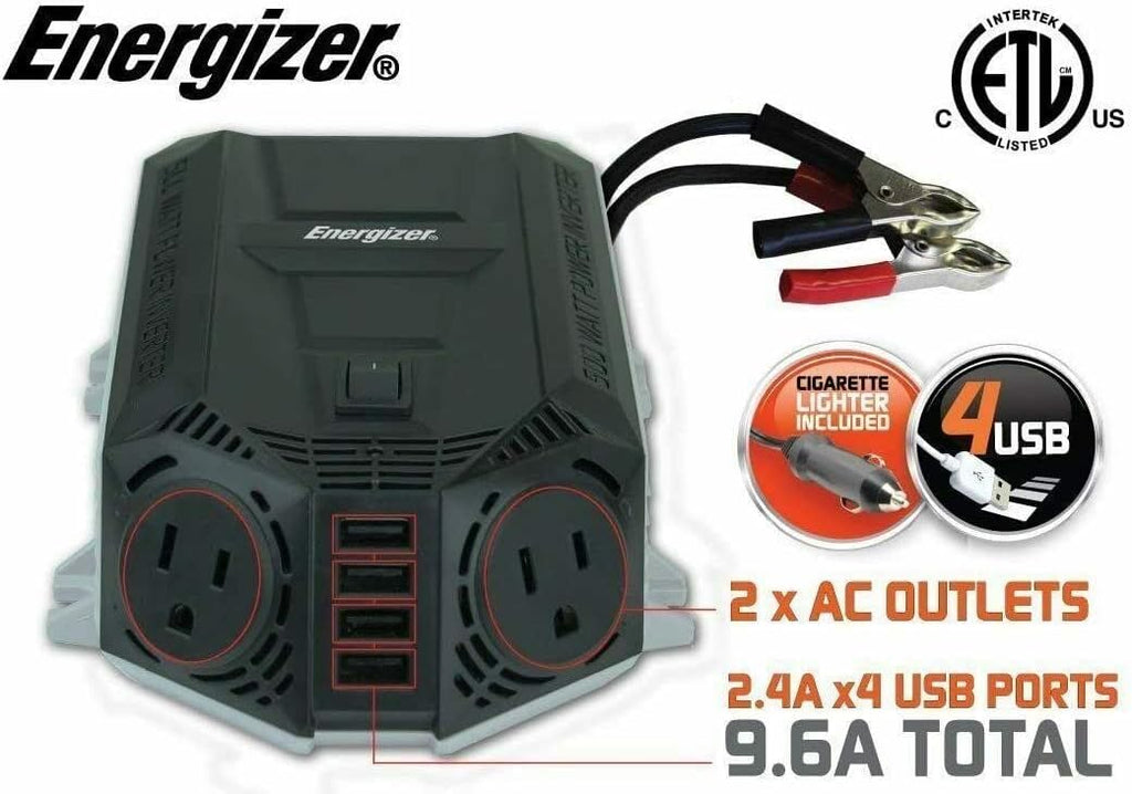 500 Watt Power Inverter, 12V DC to 110V AC, Modified Sine Wave, Pack of 2 S171701
