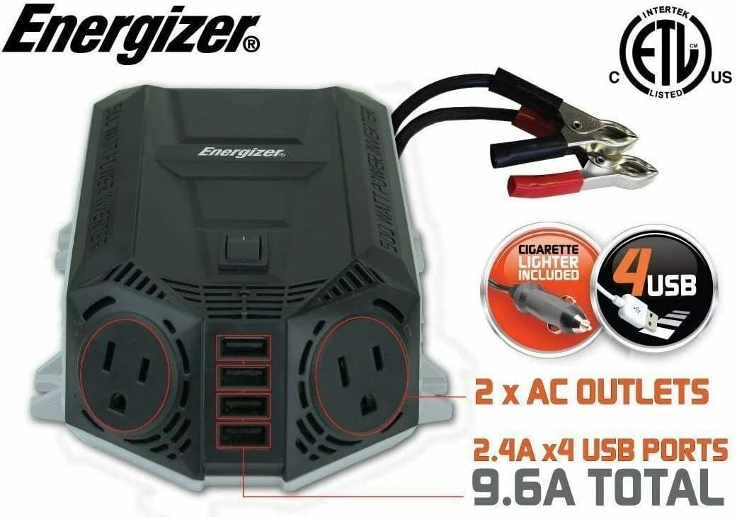 500 Watt Power Inverter, 12V DC to 110V AC, Modified Sine Wave, Pack of 2 S171701