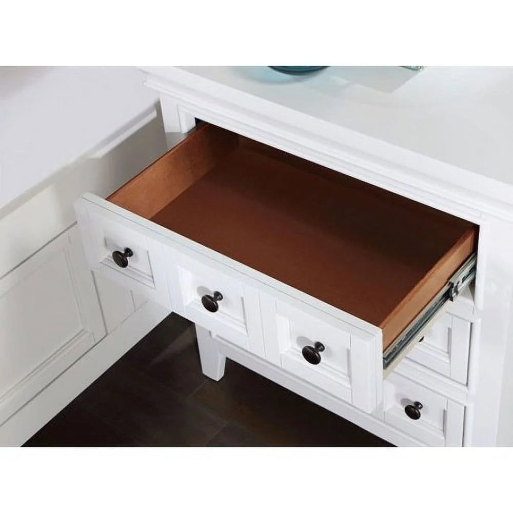White Solid Wood 3-Drawer Nightstand O15793