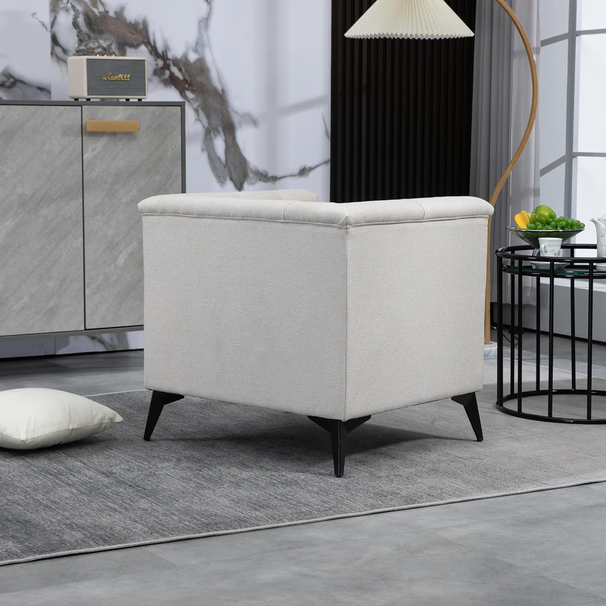 Beige Linen Fabric Accent Arm Chair Z1640