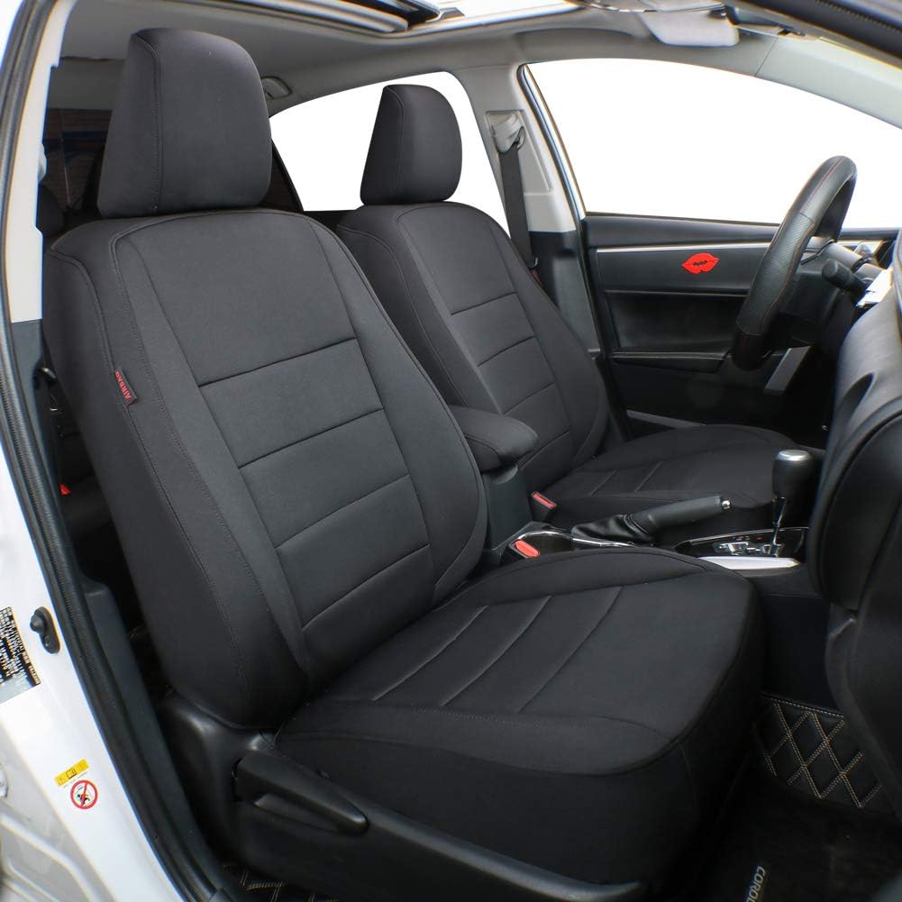 Custom Fit Full Set Car Seat Covers Leatherette Black with Red Trim X675027