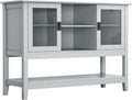 Grey Sideboard Storage Cabinet with Framed Glass Doors A3456