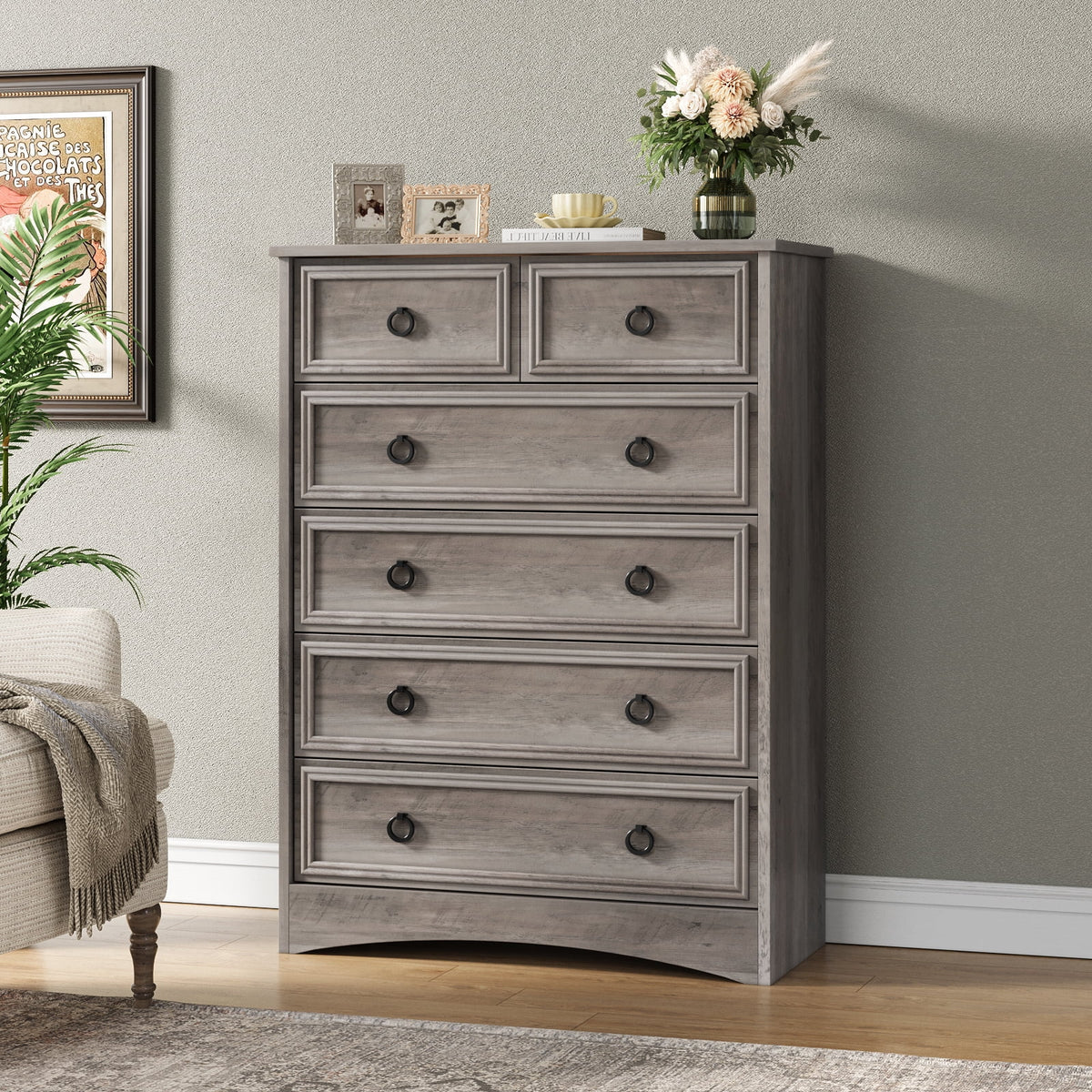 6 Drawer Wood Dresser Y101