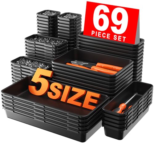 69 Pcs 5 Size Black Tool Box Organizer Tray Divider Set R4419