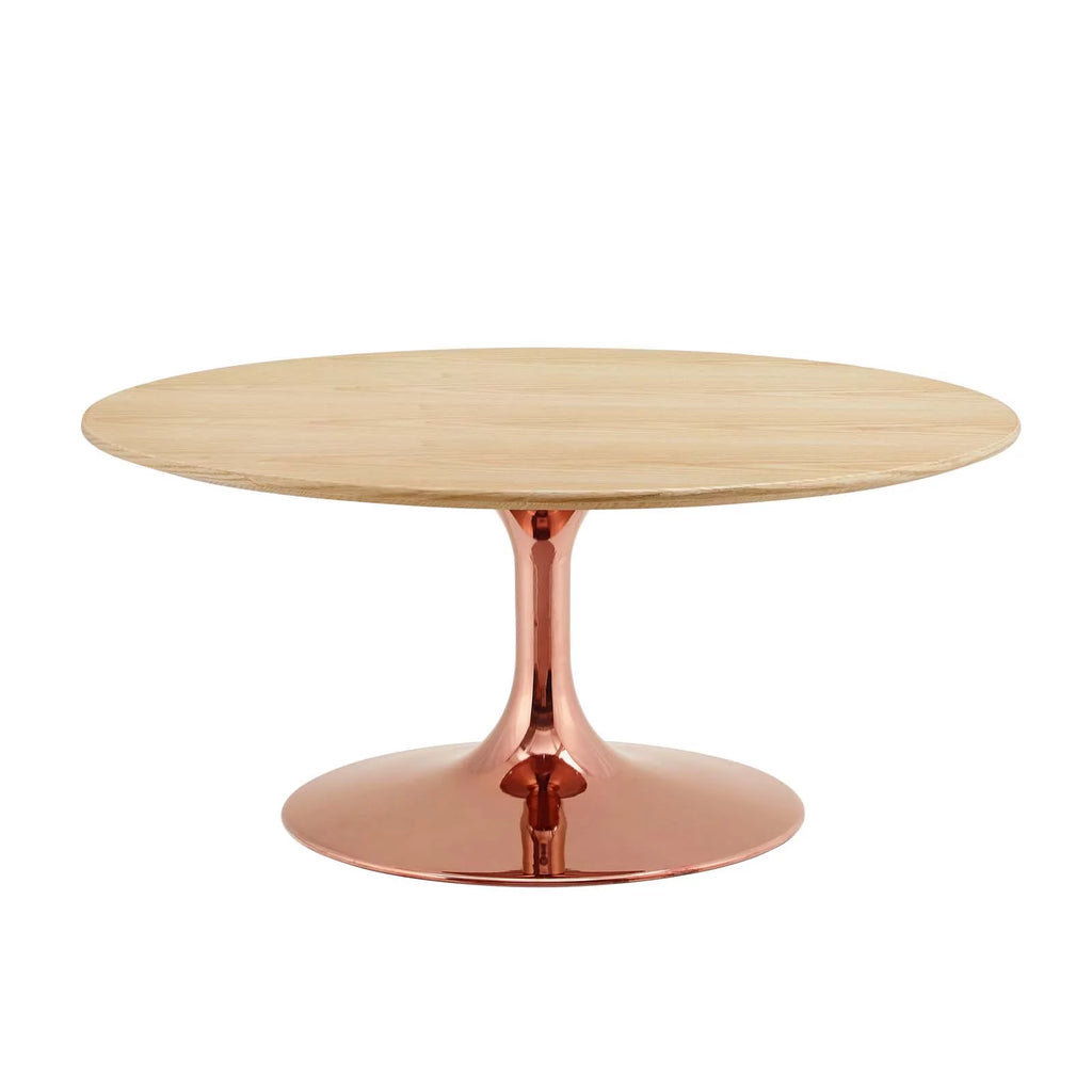 Round Wood Metal Coffee Table Z595