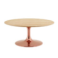 Round Wood Metal Coffee Table Z595