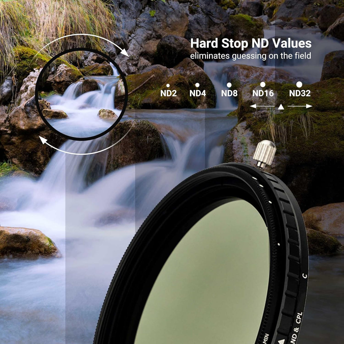2-in-1 67mm Variable ND Filter & CPL Polarizer Filter with Moistureproof Storage Case and Lens Cap Q479