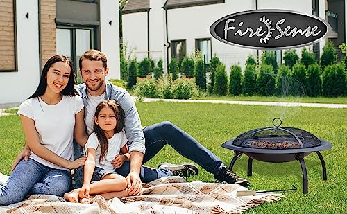 Black 22" Portable Folding Steel Wood Burning Fire Pit with Carrying Bag S51419