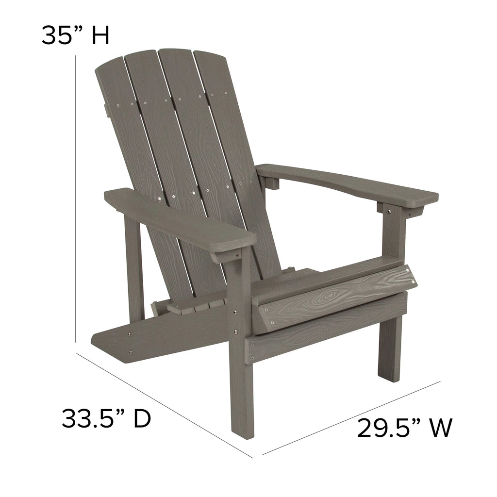 Set of 2 Gray All-Weather Poly Resin Adirondack Chairs G190461