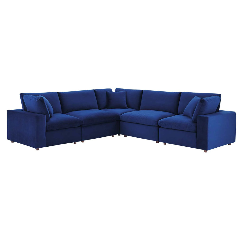 Blue Navy Velvet Sectional Sofa Set F657434